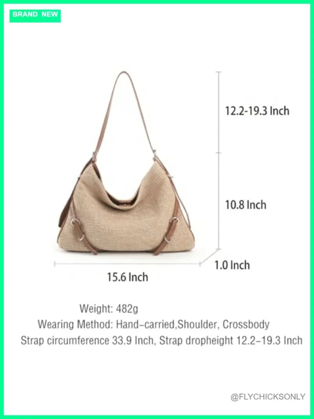 Woven Hobo Bag Summer Straw-Like Shoulder Bag Crossbody Purse Beach Tote